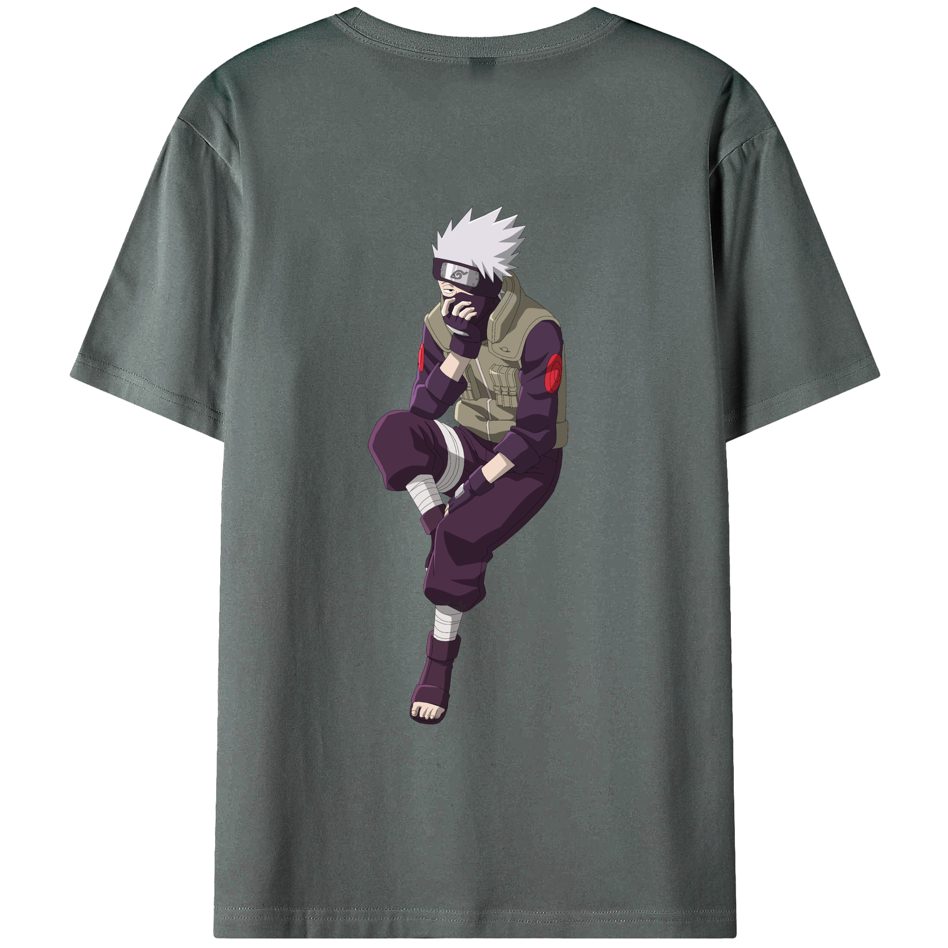 （画像用） NARUTO -ナルト- はたけ カカシ Hatake Kakashi 綿100％ メンズ半袖Tシャツ（バックプリント） 通気性